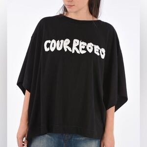 Courreges T Shirt Crew Neck Graphic Oversized Shirt Top